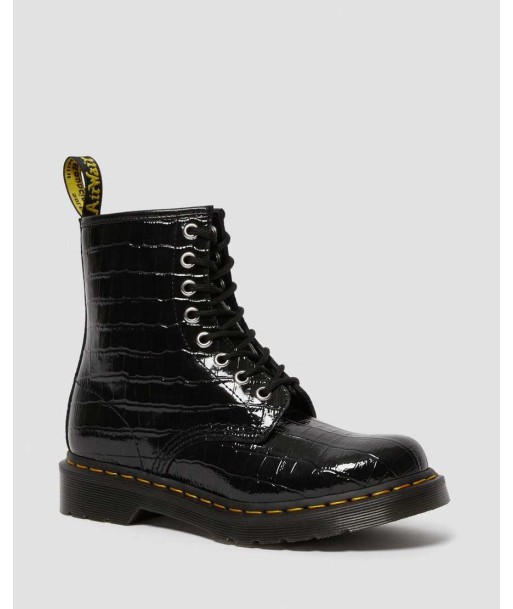 Dr. Martens Boots 1460 en cuir verni gaufré effet croco brillant des détails fins