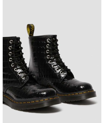 Dr. Martens Boots 1460 en cuir verni gaufré effet croco brillant des détails fins