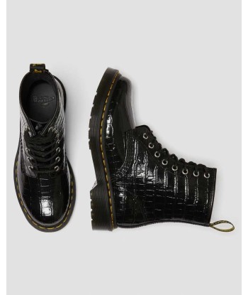 Dr. Martens Boots 1460 en cuir verni gaufré effet croco brillant des détails fins